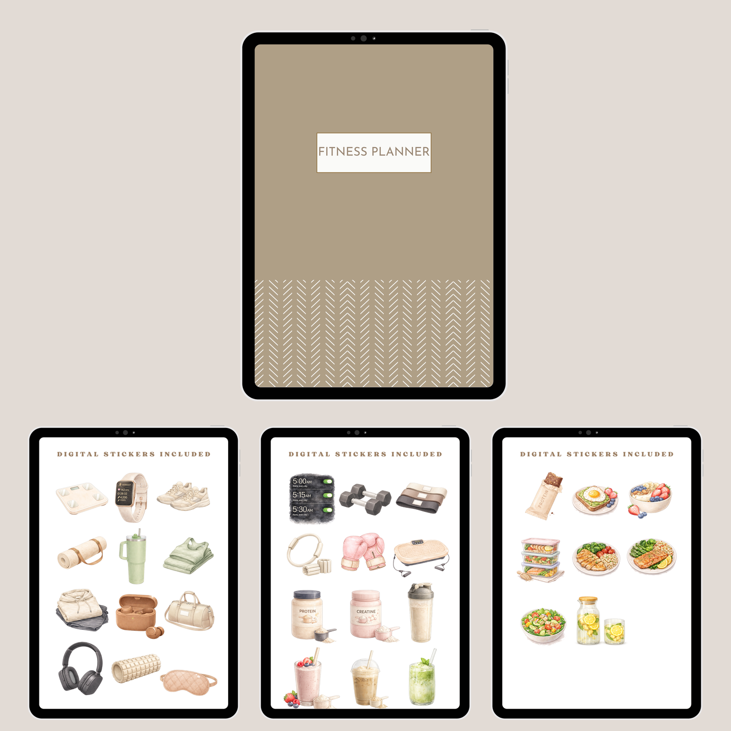 Digital 90 Days Challenge Fitness Planner with Digital Fitness Stickers GoodNotes