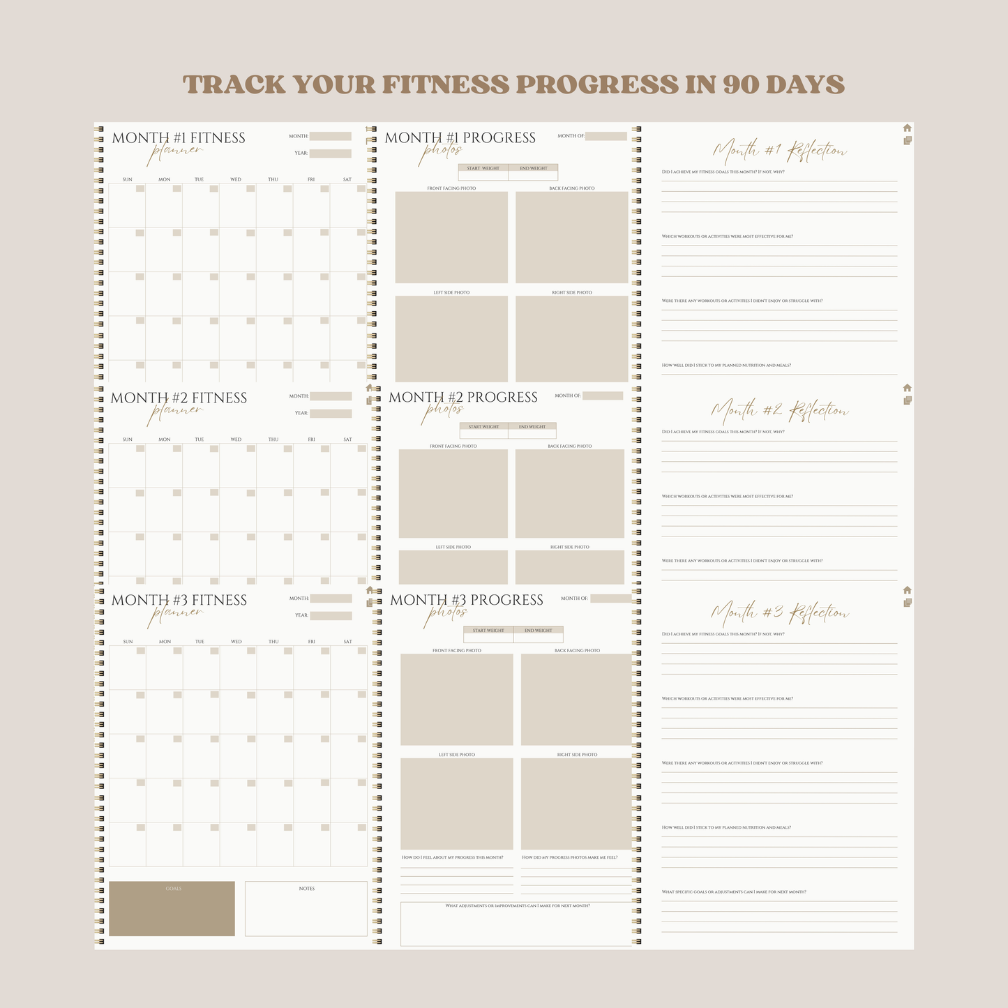 Digital 90 Days Challenge Fitness Planner with Digital Fitness Stickers GoodNotes