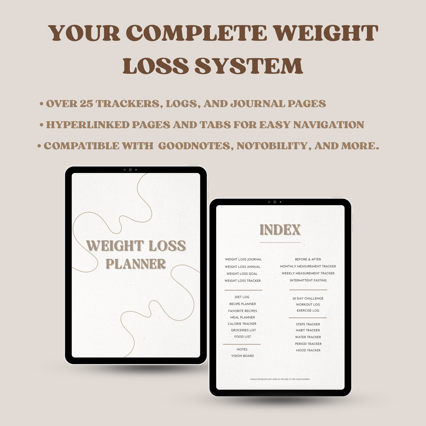 Digital Weight Loss Journal with Digital Fitness Stickers GoodNotes