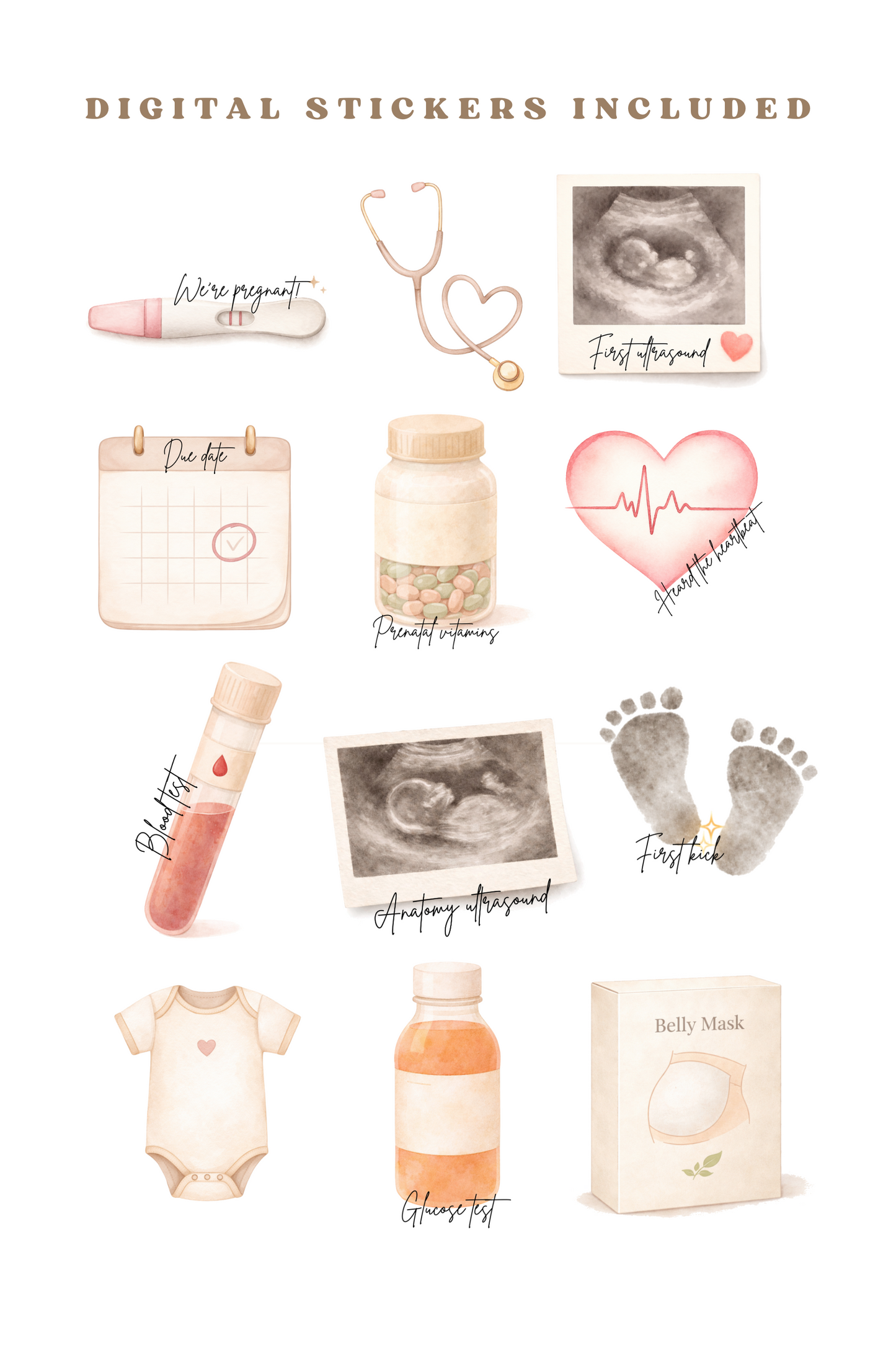 Digital Pregnancy Journal with Digital Pregnancy Stickers GoodNotes