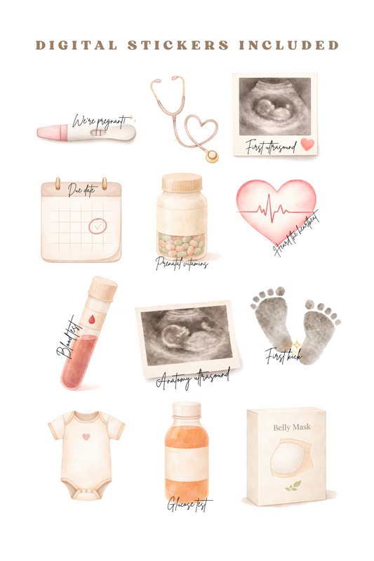 Digital Pregnancy Journal with Digital Pregnancy Stickers GoodNotes
