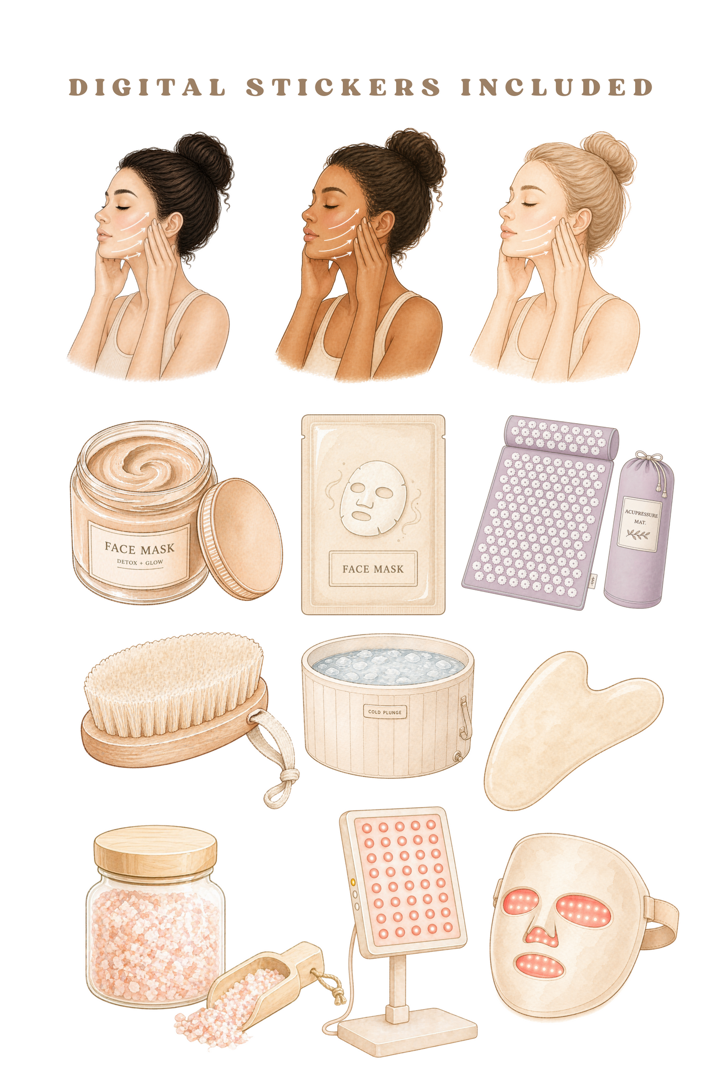 Digital Self-Care Planner with Digital Self-Care Stickers GoodNotes