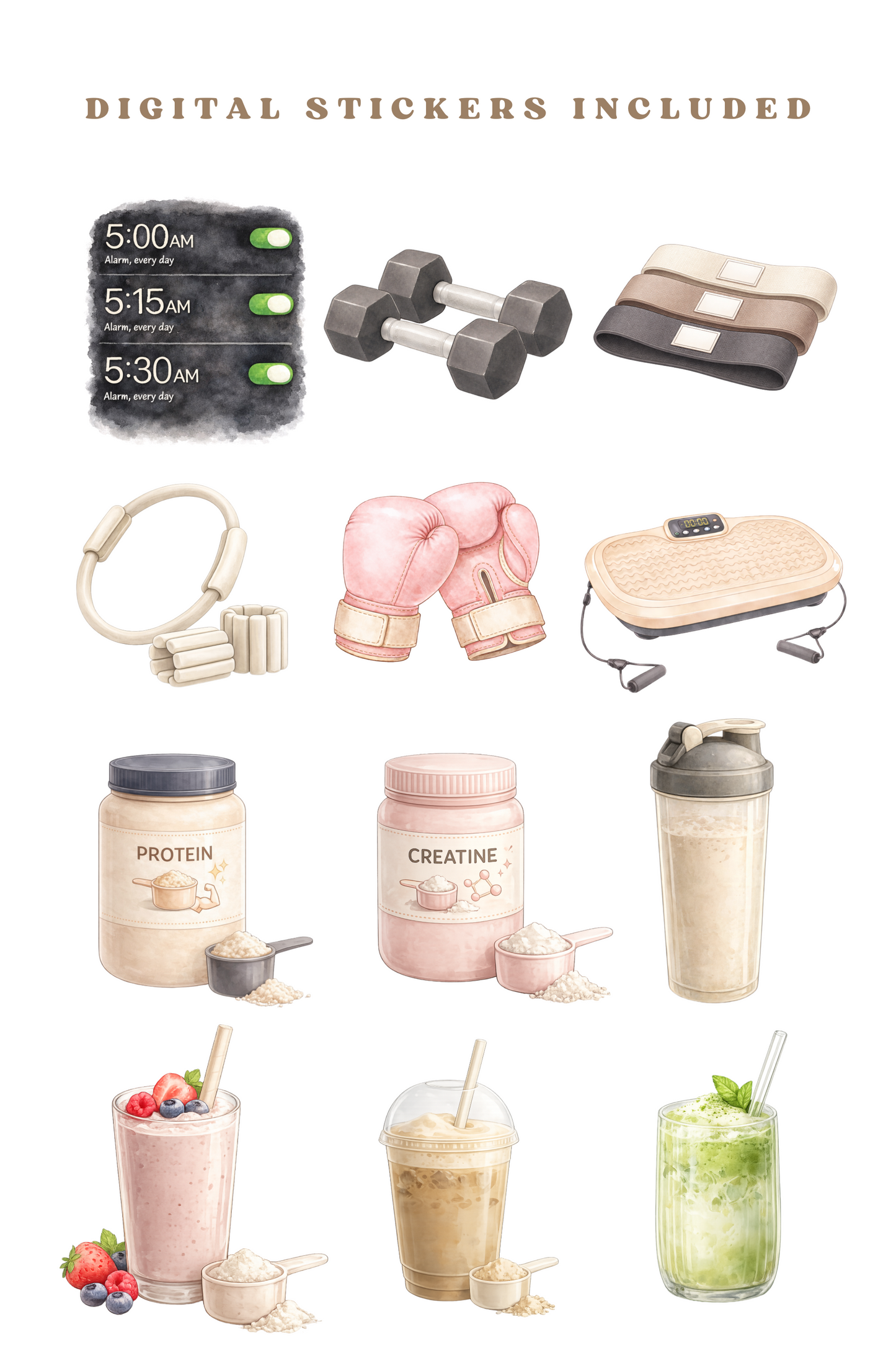 Digital Weight Loss Journal with Digital Fitness Stickers GoodNotes