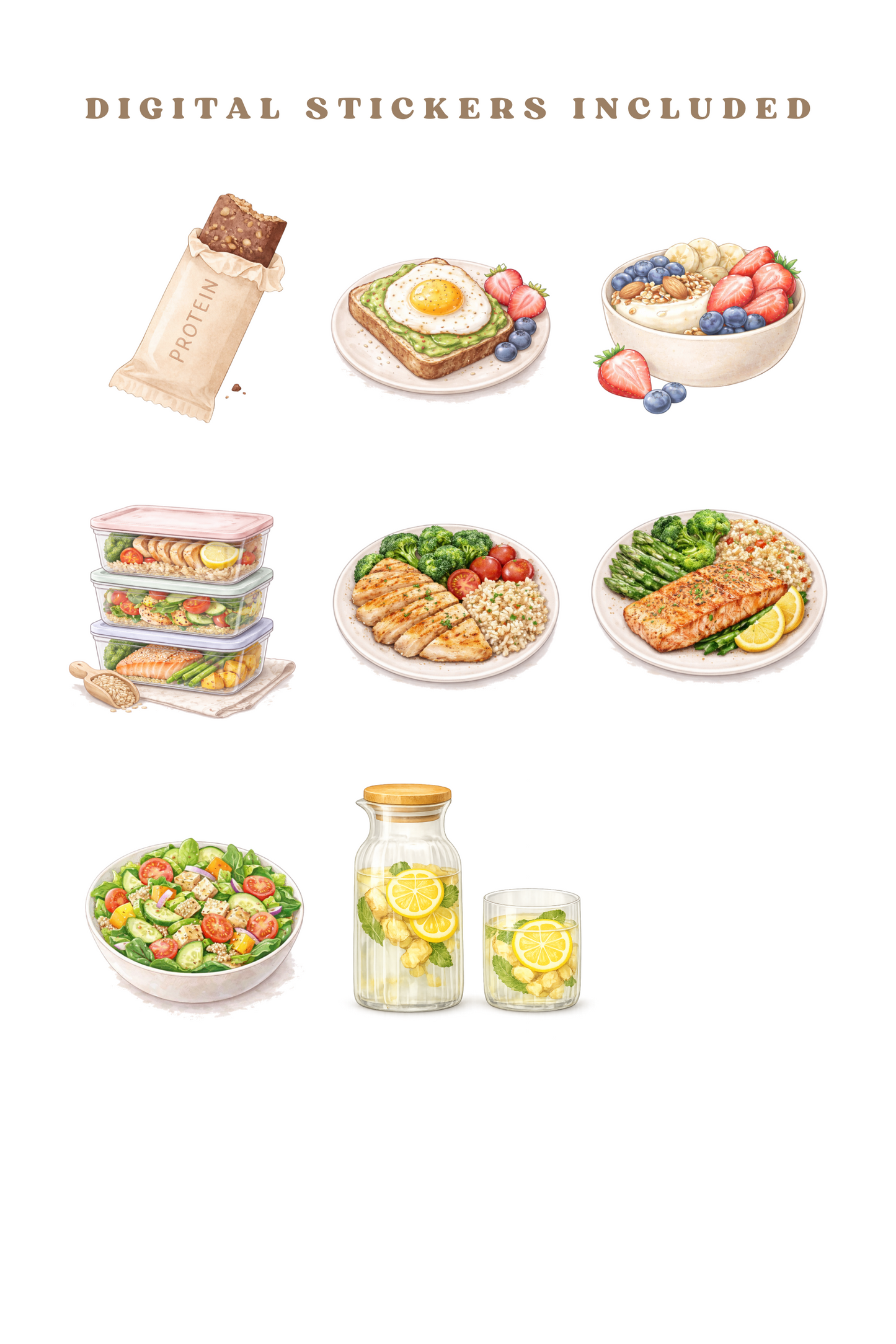 Digital Weight Loss Journal with Digital Fitness Stickers GoodNotes