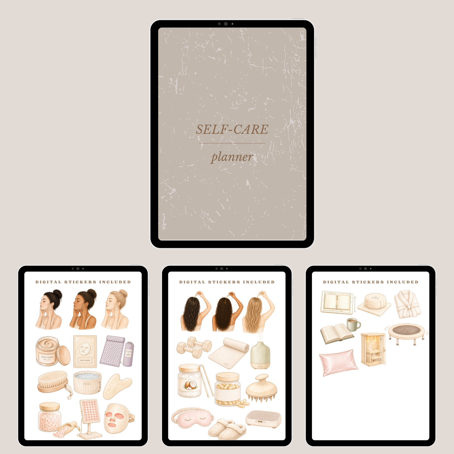 Digital Self-Care Planner with Digital Self-Care Stickers GoodNotes